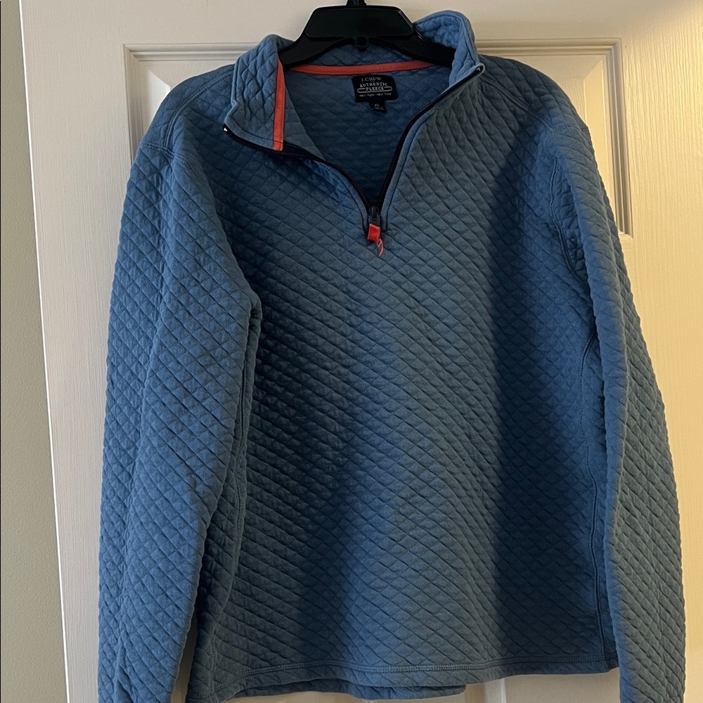 J. Crew Blue Quilted Half-Zip Sweatshirt